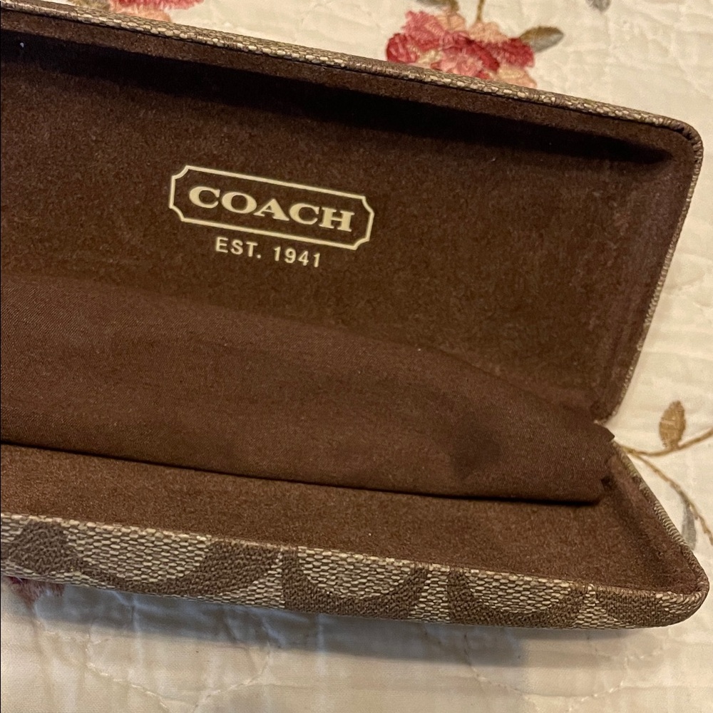 Coach Tan and Brown Eyeglass Case
